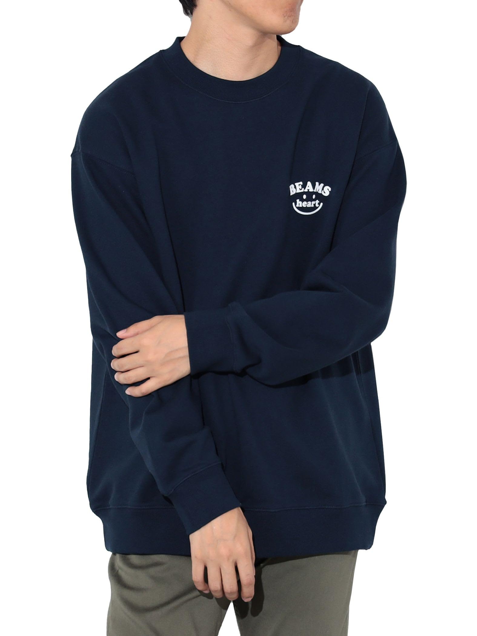 

Beams Heart Smile Logo Crew Sweatshirt, Men s, Navy, Small, 42130092147