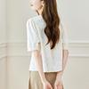 Crew Neck Embroidered Shirt Women's Short Sleeves Summer New Embroidered Top New Chinese Button Pure Cotton Shirt