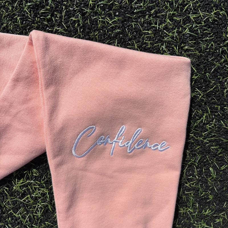 European and American Pink Casual Loose Embroidered Hoodie