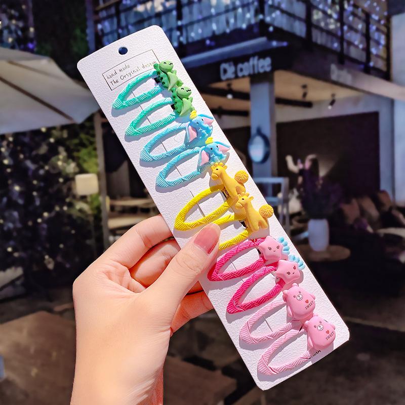 10 pçs/conjunto Meninas Bonito Desenho Animado Unicórnio Arco-Íris Flor Presilhas de Cabelo Crianças Doce Decoração de Cabelo Franja Grampos de Cabelo Acessórios de Cabelo