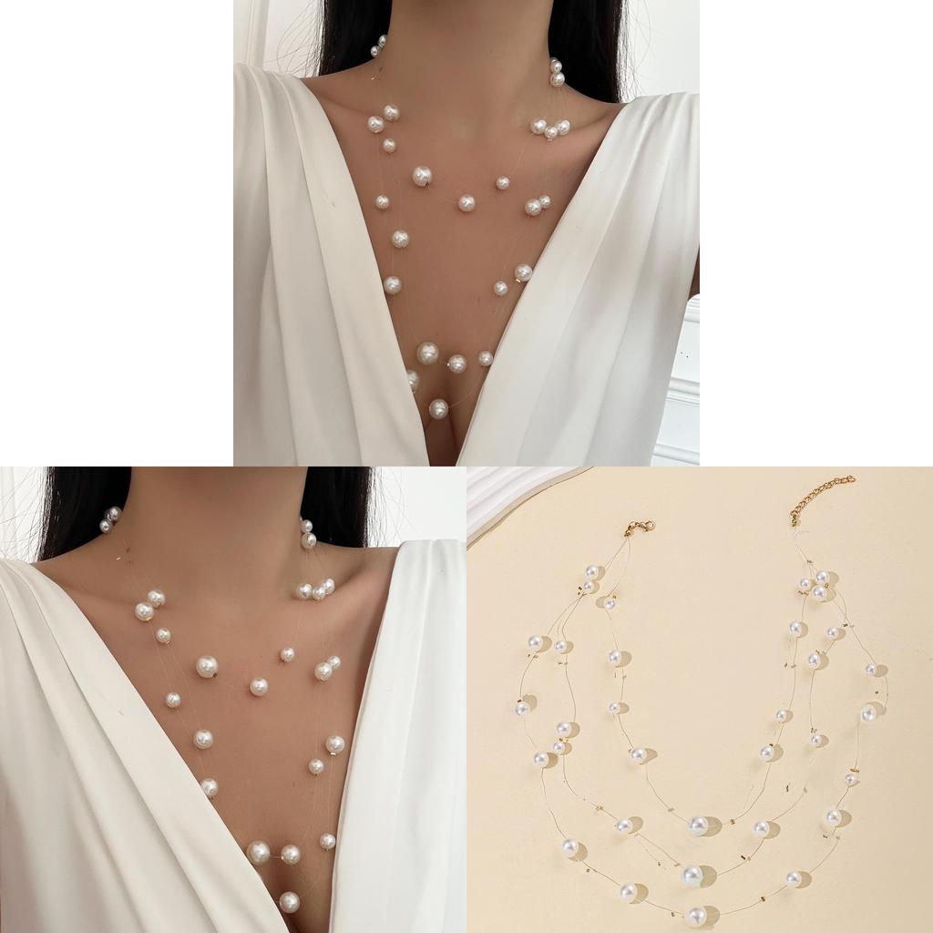 Modern Elegant Multi Layer Pearl Necklace For Women With Geometric Pendant And Style