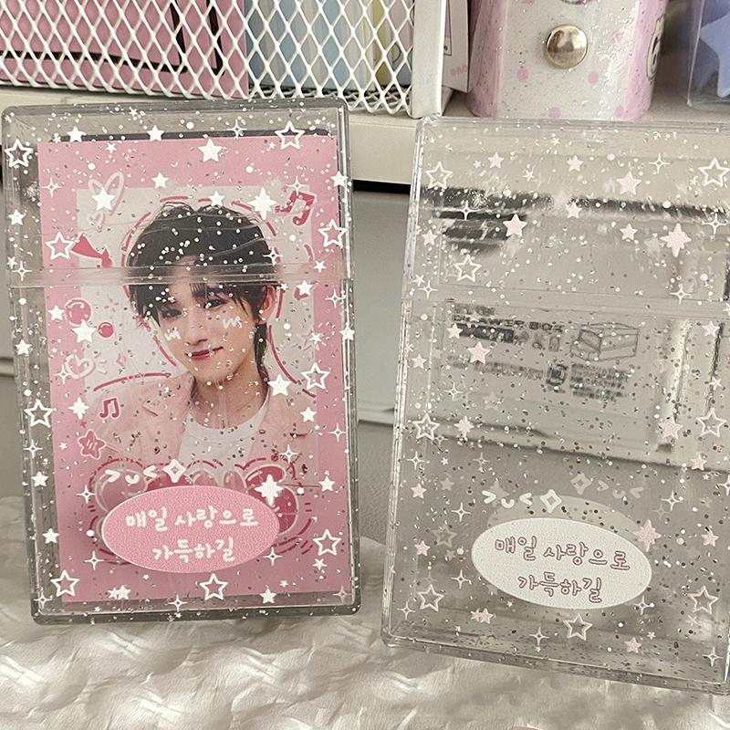 Ins Transparent Ins Photocard Holder Storage Box Flip Storage Box Classification Small Card Organizer Storage Case Stationery