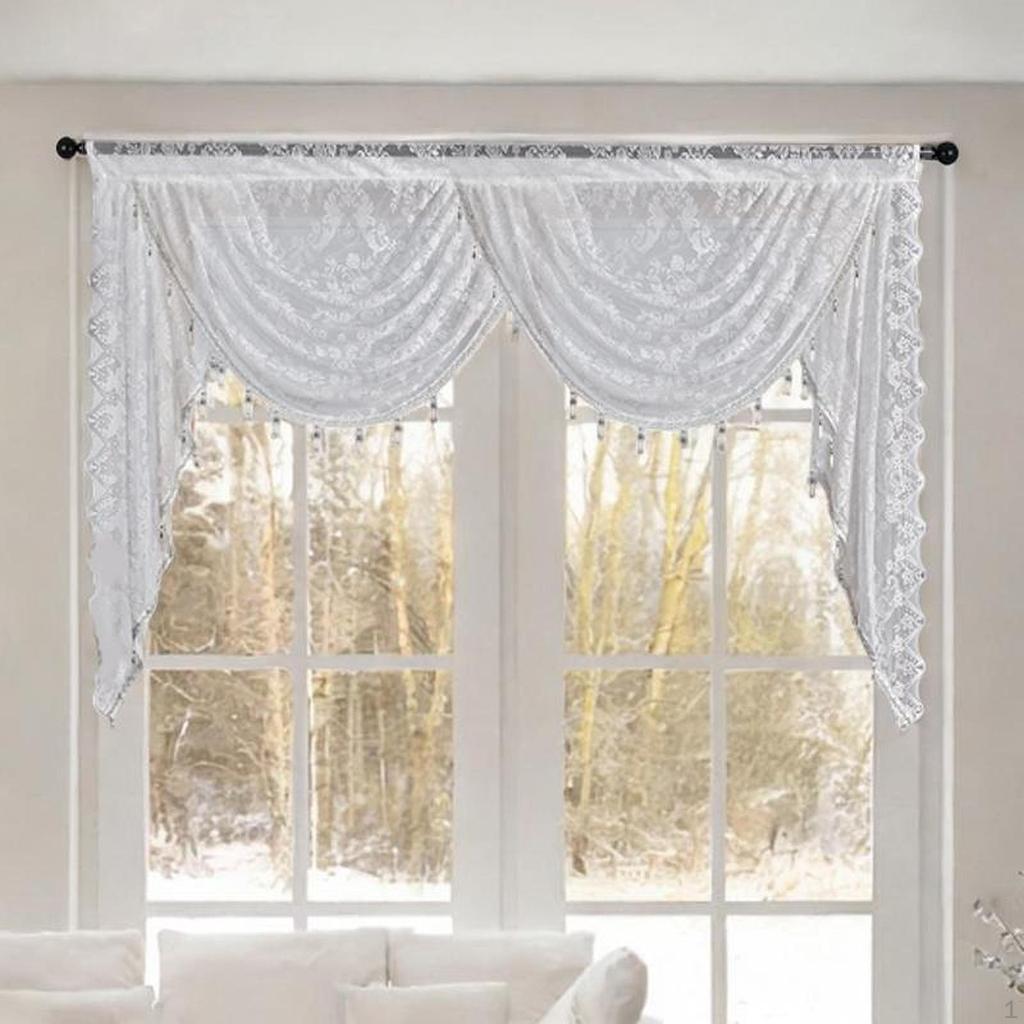 Waterfall Window Valance , Home Decoration, Breathable Soft Swag Vintage Design for Bedroom