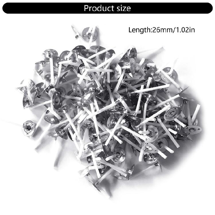 200Pcs Pre Tabbed Cotton Candle Wicks Cores with Metal Sustainer Base for DIY Tealight Candle Crafting and Home Use