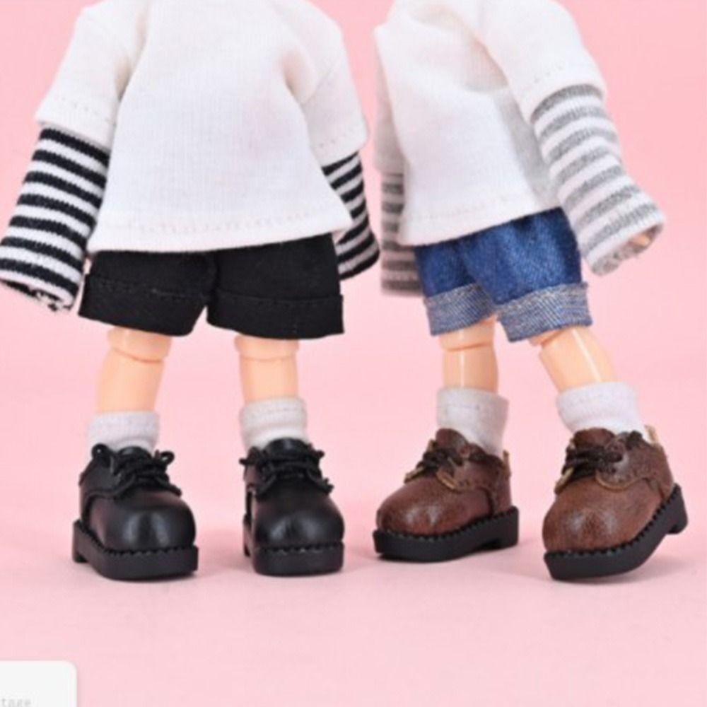 

obitsu11GSCbody9OB11 Handmade for 1/11 OB11 New Casual Leather Shoes Doll Boots Cowhide Dolls Shoes чорний