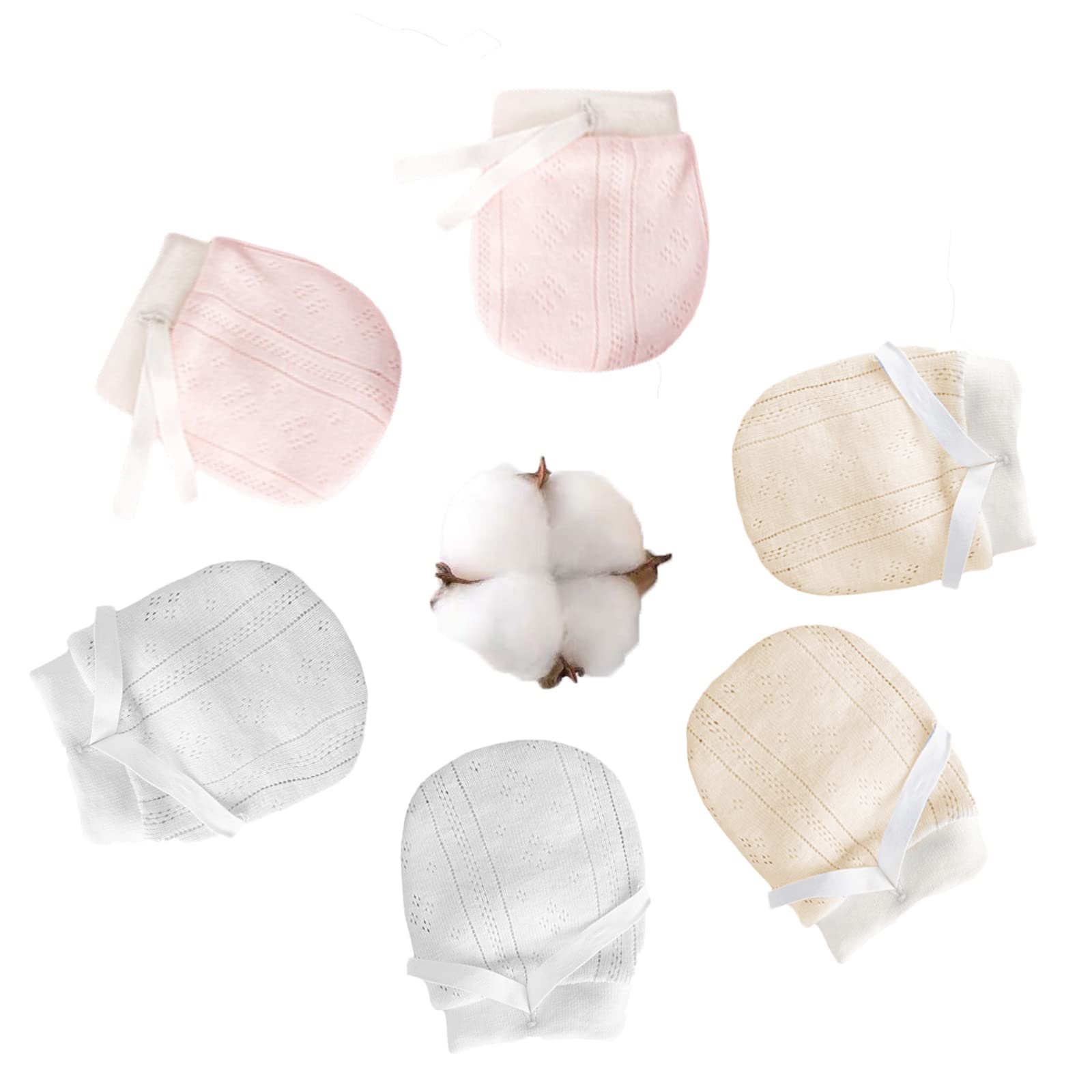 

Liroyal Baby Mittens Organic Cotton Mesh Gloves for and Suitable for Ages Months (3-Piece Set) - Anti-Scratch Babies, Thin, Soft, Breathable,