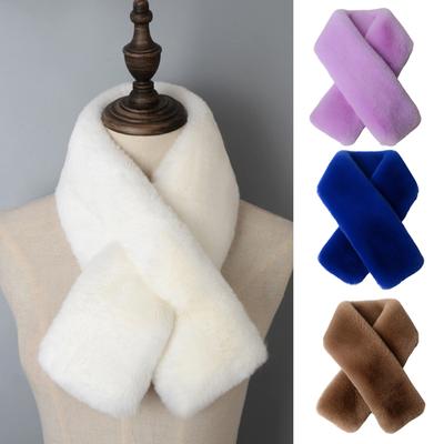 Cross Scarf Faux Rabbit Fur Double-sided Soft Washable Thickened Keep Warm