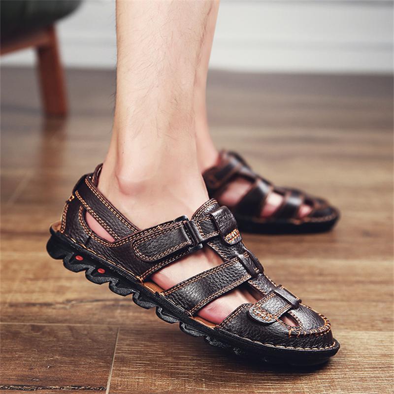 38-48 Summer Genuine Leather Men's Sandals Lightweight Men Shoes Outdoor Comfortable Beach Sandals Fashion Casual Shoes Sneakers