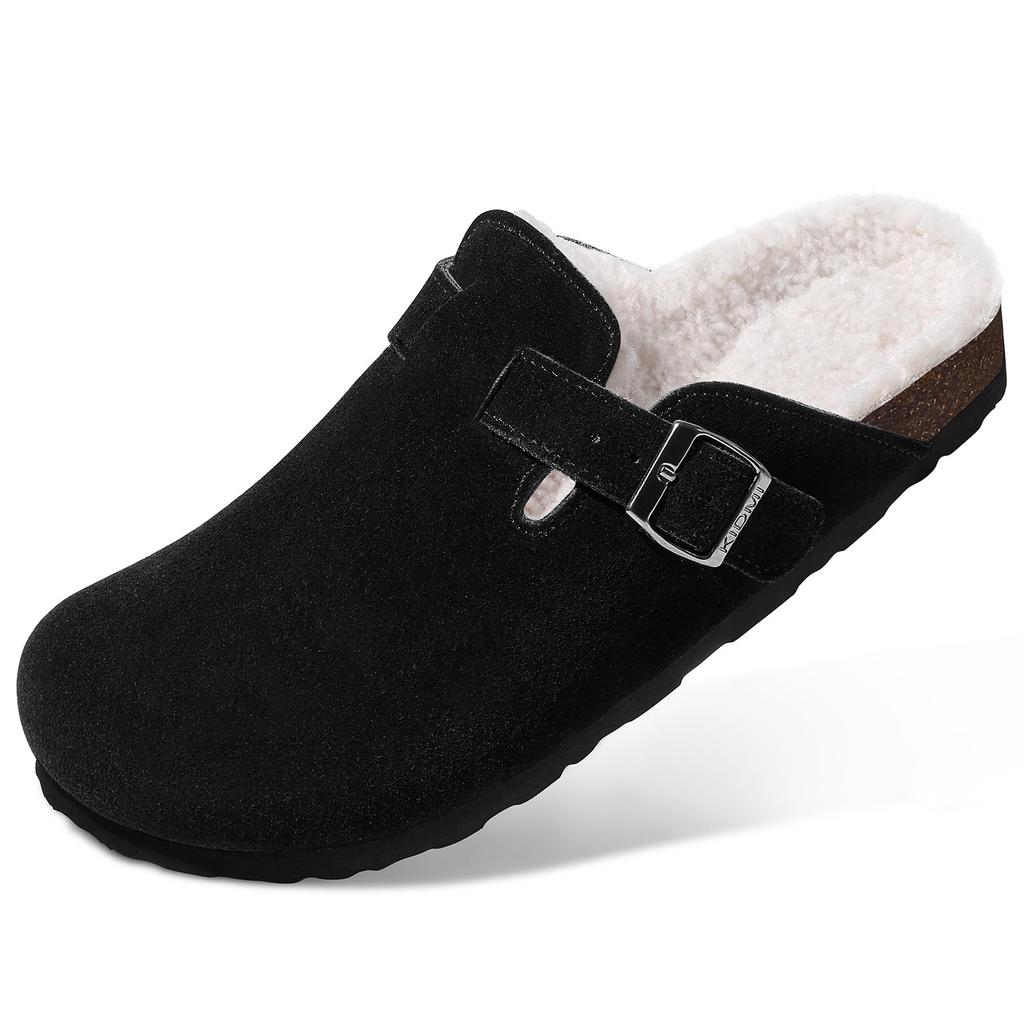 Fashion Shevalues Winter Classic Women's Mules Fur Lined Cozy Female Clogs Slides Cork Footbed Female Potato Shoe With Adjustable Buckle