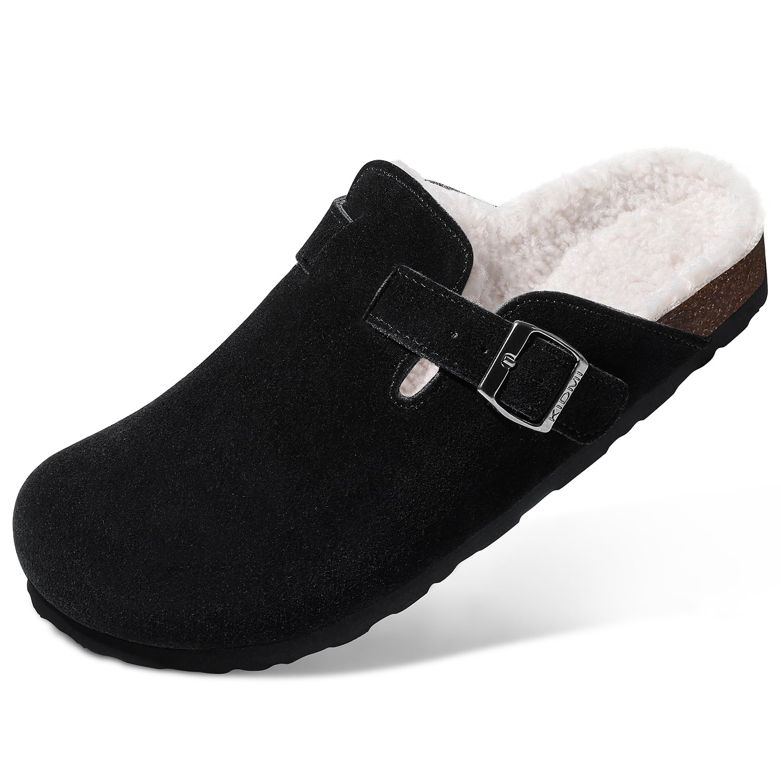 Klompschoen Met Dames Suede Warm Gevoerd Muiltje Voor Vrouwelijke Dames Trend Verstelbare Gesp Buiten Comfortabele Pantoffel Bont Winter Comwarm 36 white