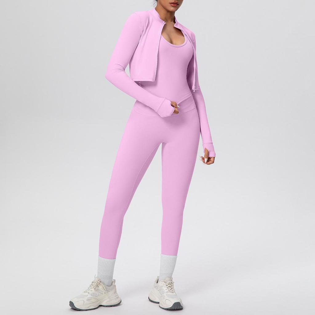 Women's Quick-Dry High-Waisted Sportswear 3-Piece Set: Breathable Yoga, Pilates, Running Fitness Outfit