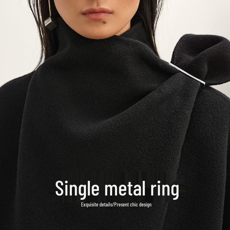 Less 2025 Winter Women's H-Line Stand Collar Long Wool Coat