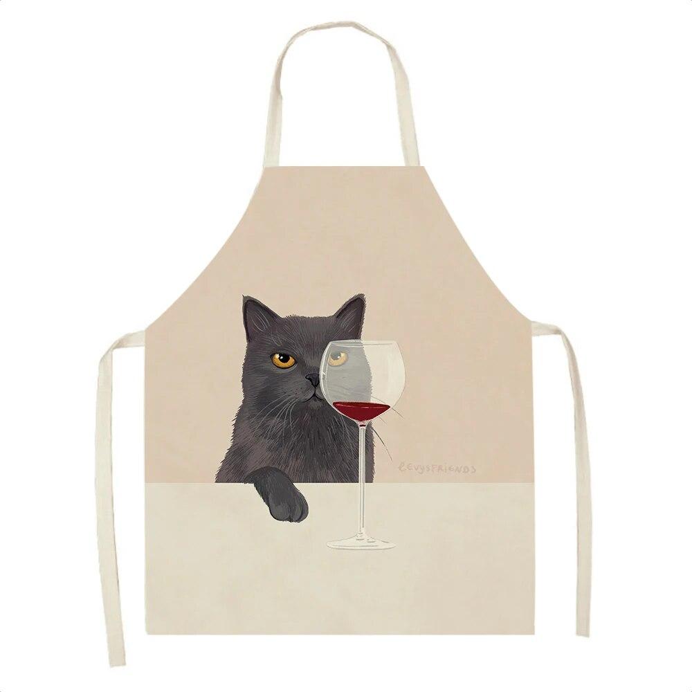 Ladies Men Home Cleaning Baking Cooking Tools Cooking Accessories Kitchen Aprons Linen Cats Wine Aprons