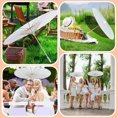 Yousheng 60/80CM DIY Hand-Painting Paper Umbrella Chinese Style Decorative White Oil-paper Umbrella with Wooden Handle Kids Coloring Oriental Crafts
