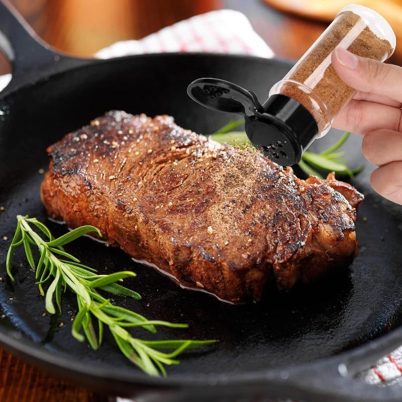 20/1pcs Plastic Spice Bottles with Shaker Lid Salt Pepper BBQ Condiment Seasoning Jars Container Storage Bottle with Stickers