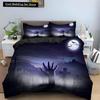 Halloween Horror Pumpkin King Queen Duvet Cover Night Witch Bedding Set Bat Moon Quilt Cover 2/3pcs Polyester Comforter Cover