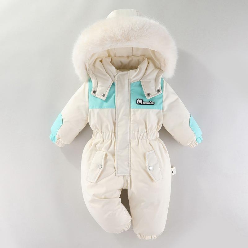 -30 Degree Winter Baby Ski Suit Jumpsuit Outwear Suits for Infants Baby Ski Suit Thick Baby Jumpsuit Waterproof Hooded for Girls Boys