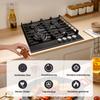 Gas Hob 4 Burners,60cm Black Glass Gas Hob,Built In Gas Cooktop with Cast Iron Supports,Gas Hob Cooker with Flame Out Protection