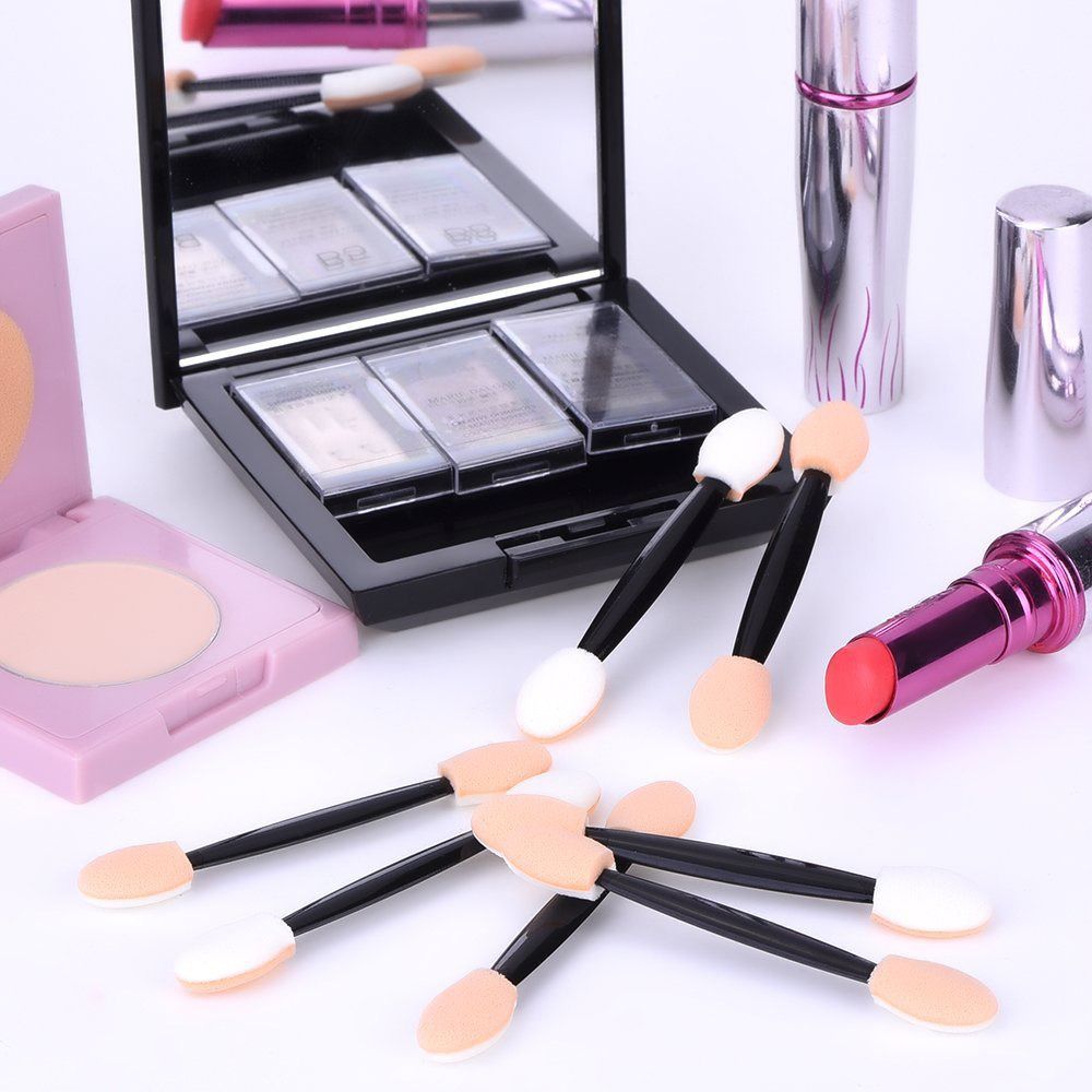 50Pcs Dual Sided Dual Sides Eye Shadow Applicator Dyed Chrome Pigment Applicator  Home