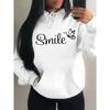 Smile Font Language Butterfly Pattern Hoody For Women Sport Pocket Clothing Cute Multicolor Streetwear Fashion Hoodies