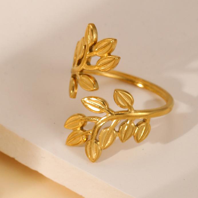 Inel deschis contemporan european și american din oțel inoxidabil placat cu aur de 18k pentru femei - Bijuterii versatile, elegante cu personalitate