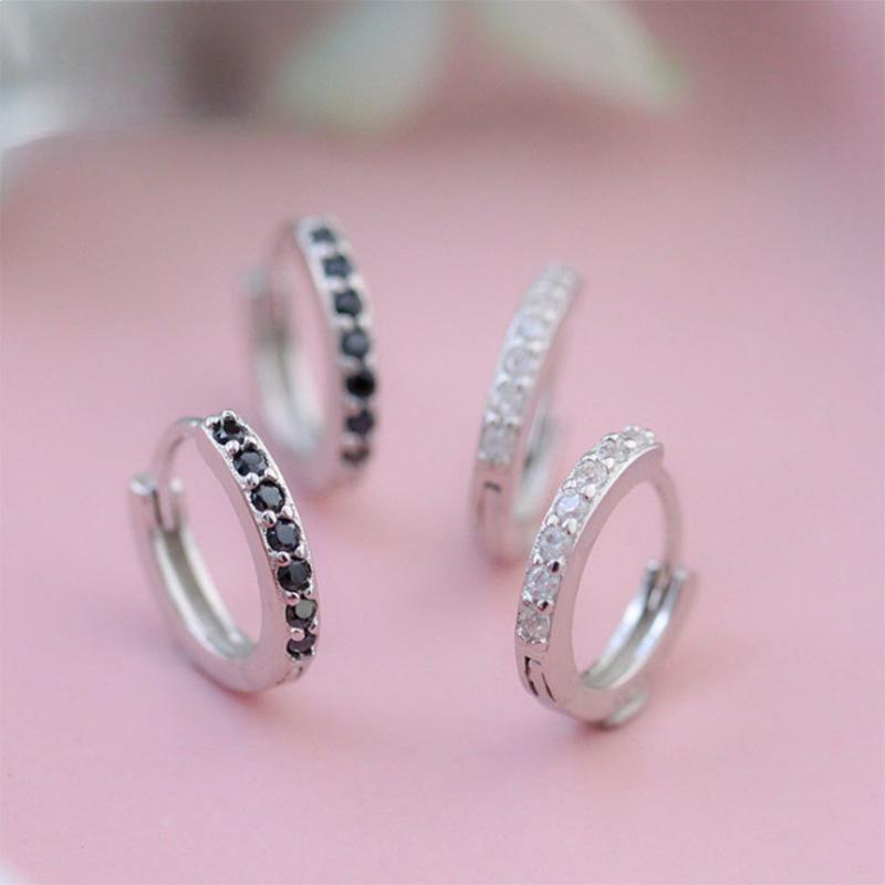 Fashionable and Personalized CHIC Hong Kong Style Micro-set Diamond Circle Earrings New Year's New Small Ear Buckle
