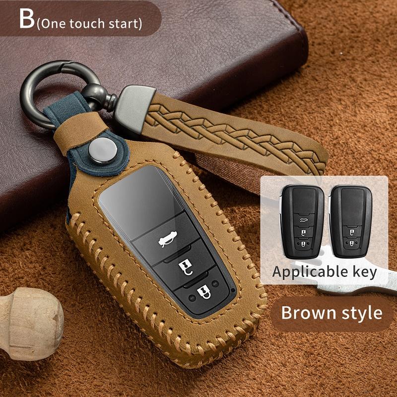 

Car Key Case Protector For Toyota Prius Camry Corolla C-Hr Chr Rav4 Prado Leather Key Shell Cover Auto Accessories