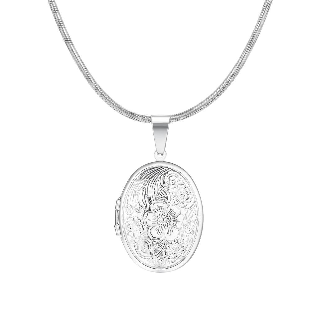 Women's Heart Shape Locket Pendant Necklaces Stainless Steel Snake Chain Necklace Trendy Jewelry Gift
