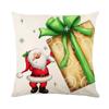 Linen Christmas Pillow Cover Striped Santa Print Home Sofa Cushion Cover Pillow Cover