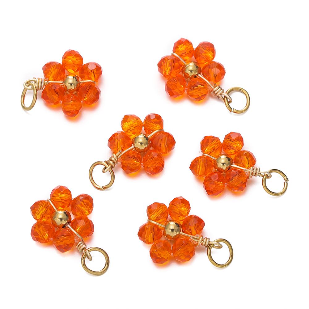 5pcs/Lot Crystal Small Flower Bead Pendant with Stainless Steel Connector for Earrings Necklace Pendant DIY Jewelry Making