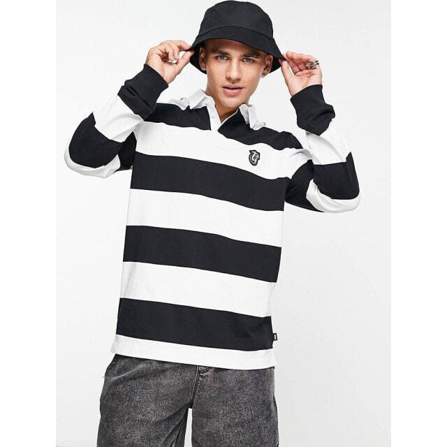 

Черно-белое поло для регби с длинными рукавами в шахматную клетку Vans