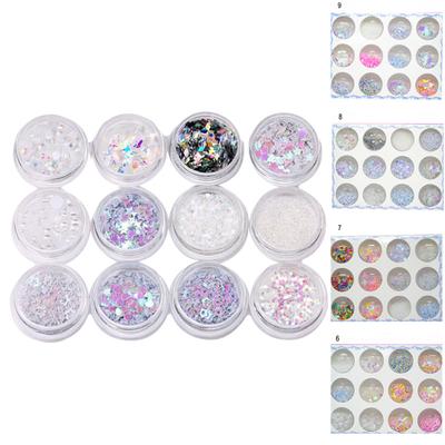 12 Jars/1 Box Shiny Sweet Pattern Manicure Nail Art Eye Make-up Sequin DIY Tool
