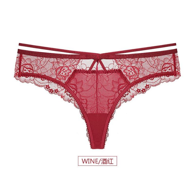 Women Sexy Low Waist Floral Lace Strappy Triangular Briefs Breathable Comfortable