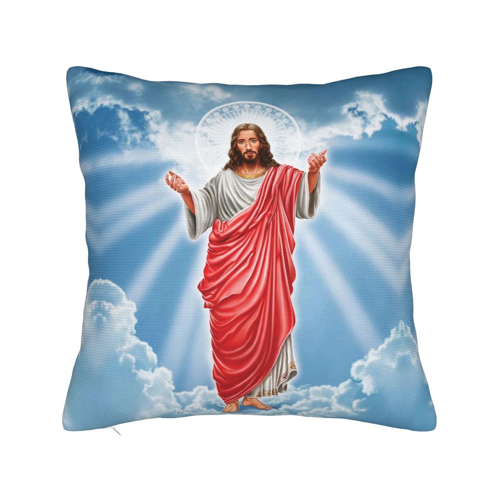 Christliche Kissenhülle Polyester Kissenbezug Dekorativ Gott segne Jesus Christus Zierkissenhülle Zuhause Quadratisch cm