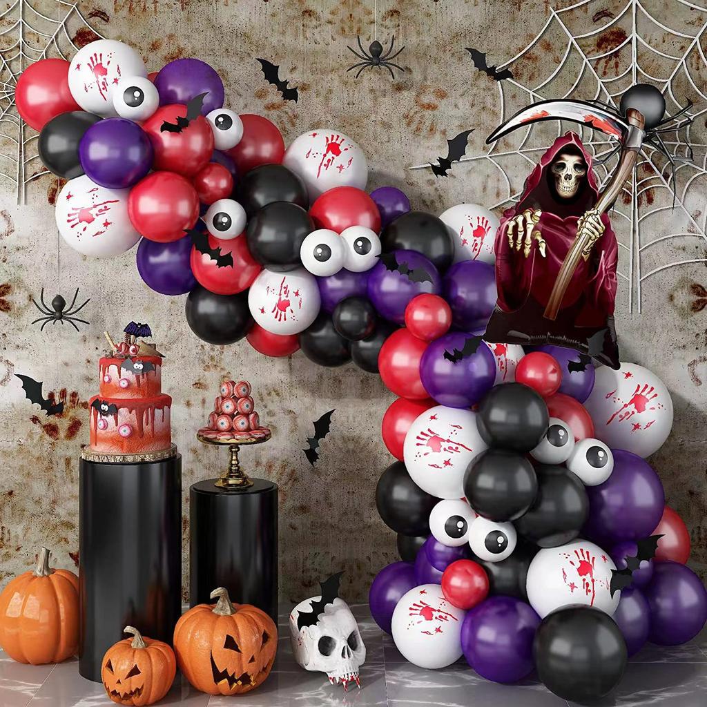 20.24 Million Halloween Balloon Chain Arch Set Halloween Blood Handprint Balloon Decoration Ghost Party Balloon Supplies