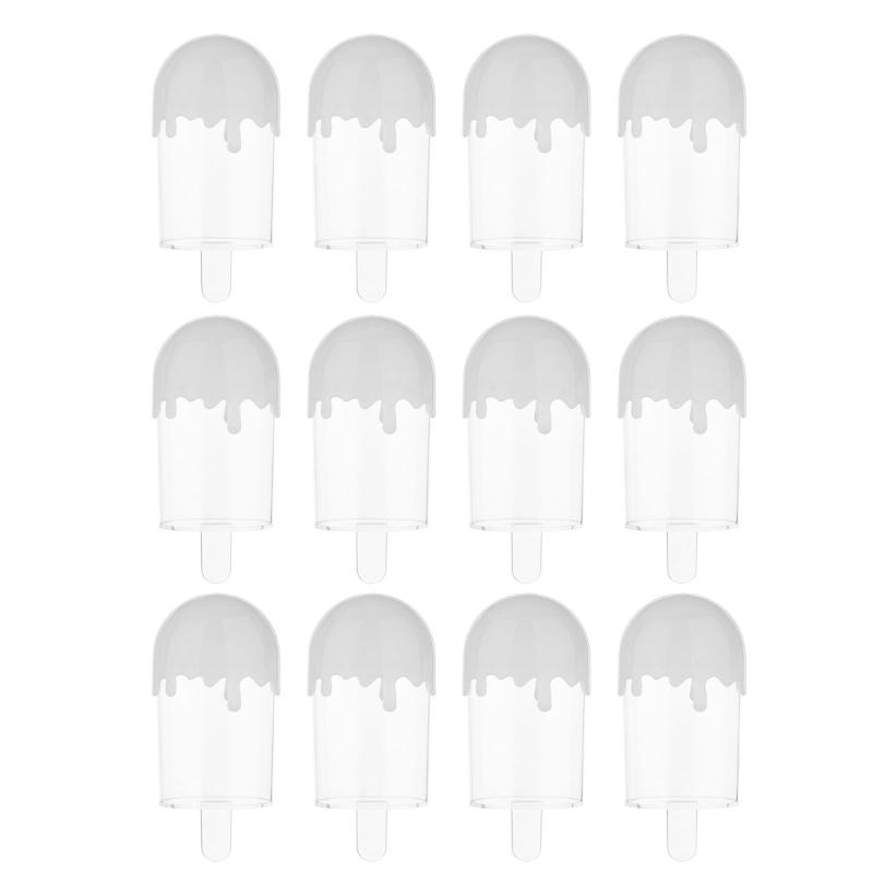 

12Pcs Candy Case with Lid Clear Birthdays Sweets Holders Plastic Storage Containers for Jewelry Snacks Party Supplies білий