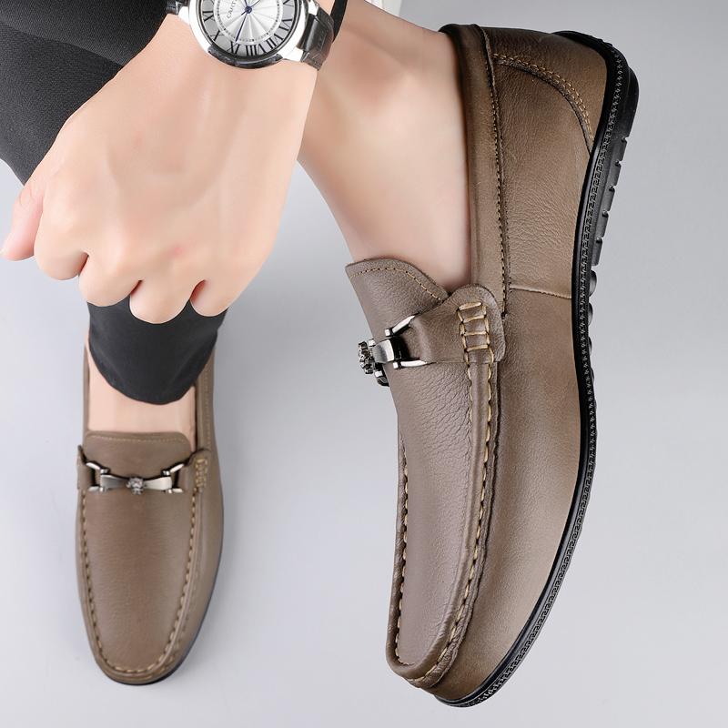 Fashion New Casual Male Work Shoes Men's High Quality Genuine Leather Loafers Handmade Men Walking Shoes Moccasins Walking Men Flats