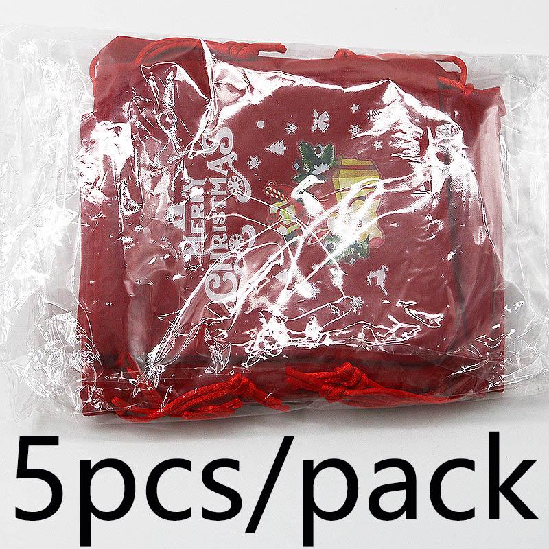 (5 Pieces/bag) 10*12cm Merry Christmas Velvet Gift Bag Xmas Tree Pendant Drawstring Packaging Bag Candy Packaging DIY