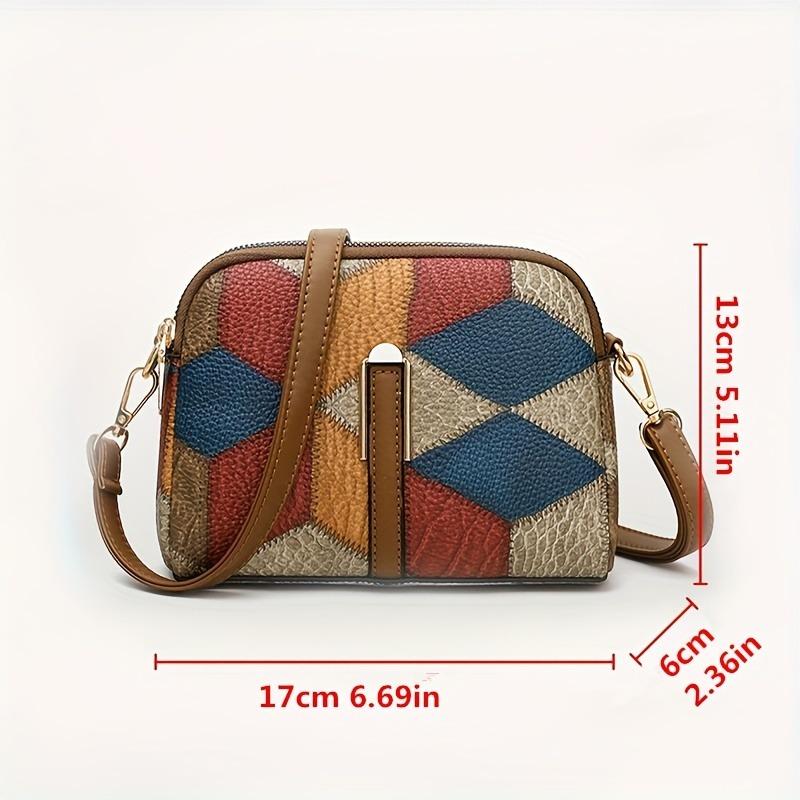 Versatile Single Shoulder Shell Bags, Retro Geometric Grid Fashiable Women's Crossbody Bag, Suitable for Commuting Banquets