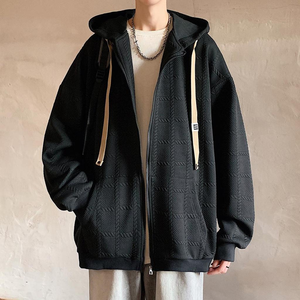 Men's Plus Size Plaid Hooded Cardigan Sweatshirt Jacket - Autumn/Winter 2025 Fashion