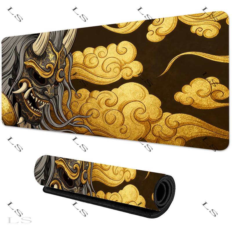 Japanese Devil Grey MousePad Large Computer Gamer Lock Edge Table Mat Laptop Oni Mouse pad HD Print Non-slip Rubber Keyboard Rug