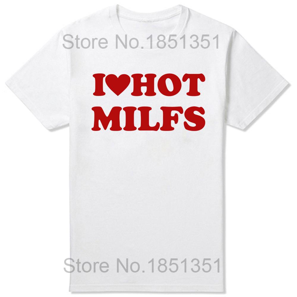 Funny I Love Hot MILFS T Shirts Red Heart Style Graphic Streetwear Short Sleeve Birthday Gifts T-shirt Clothing