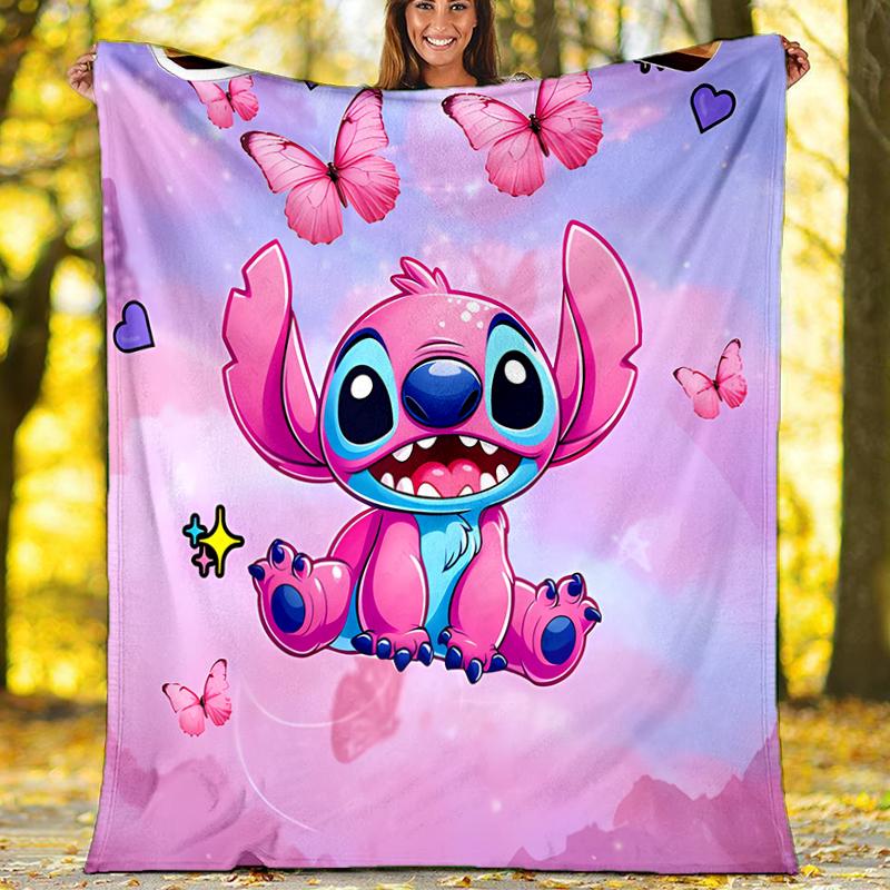 Lilo & Stitch Flannel Fleece Blanket Cozy Warm Throw Blanket For Couch Bed Travel All Season Use