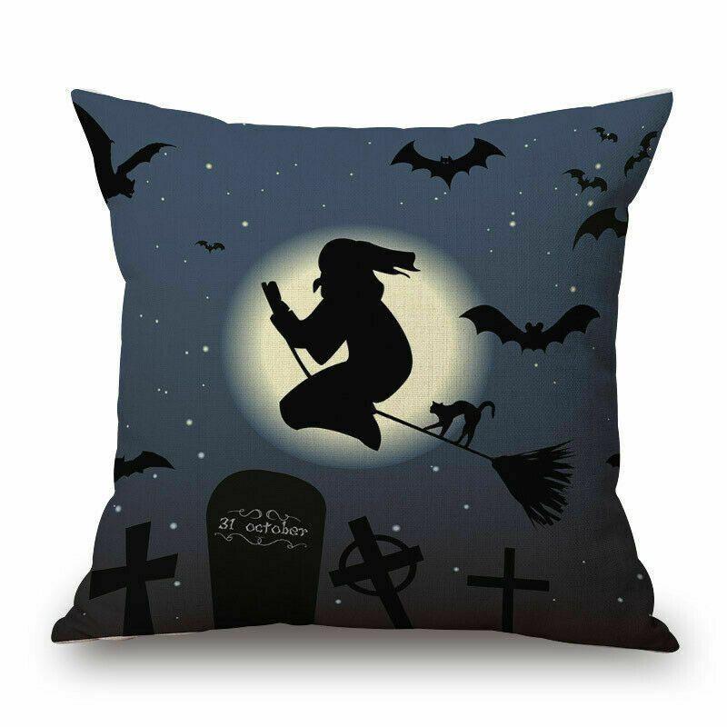Cotton Linen Halloween Sofa Decor Cushion Cover With Stylish Pumpkin Design