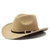 Classic Western Cowboy Hat Metal Buckle Strap Cowboy Hat Vintage Felt Cowboy Hat  Daily Matching