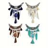 Vintage Ethnic Chic Turquoise Feather Pendant Necklace for Women Indian Tribe Bohemian Rope Necklaces Jewelry Party Accessories