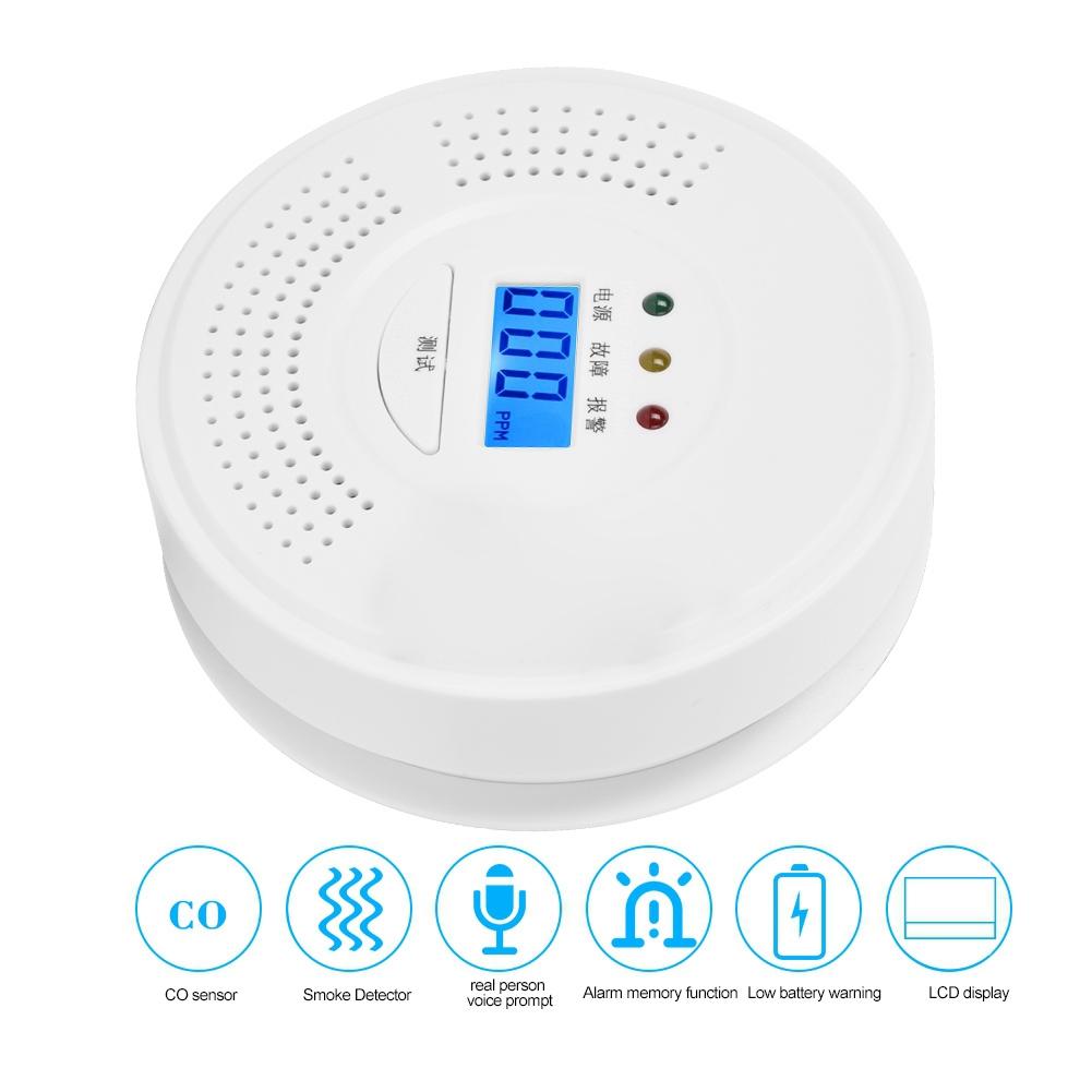 LCD-Anzeige Kohlenmonoxid-Alarmmelder Sprachtyp CO Rauchleckage-Warnsensor