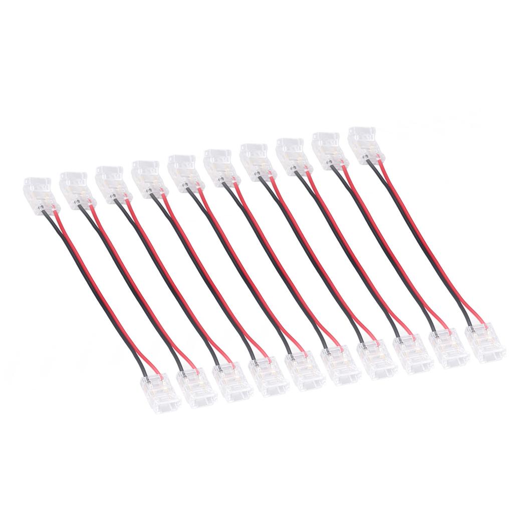 10 Pcs COB Strip Light Connector 2Pin PC Material 10mm Width Double Headed Strip To Strip Extension Connector