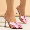 Ladies pointed three-dimensional butterfly decoration electroplated heel stiletto sandals women's shoes pink high heels