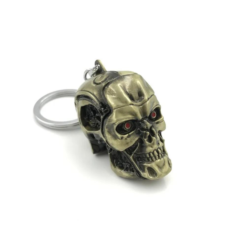 Creative Fashion Movie Merchandise Metal Skull Terminator Keychain for Men Punk Style Hip Hop Rock Key Rings Model Accessory